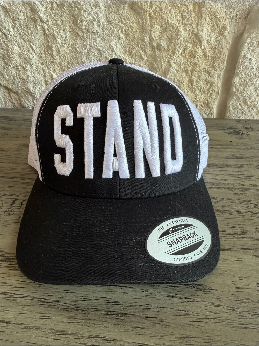 Black and White 'STAND' American Flag 🇺🇸 Snapback Adjustable Hat NWT